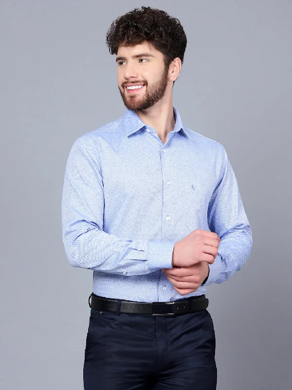 Men's Custom Dress Shirts for a Personalized FitMen's Blue Formal Self textured Full Sleeve Shirt Men's Custom Dress Shirts for a Personalized FitMen's Blue Formal Self textured Full Sleeve Shirt