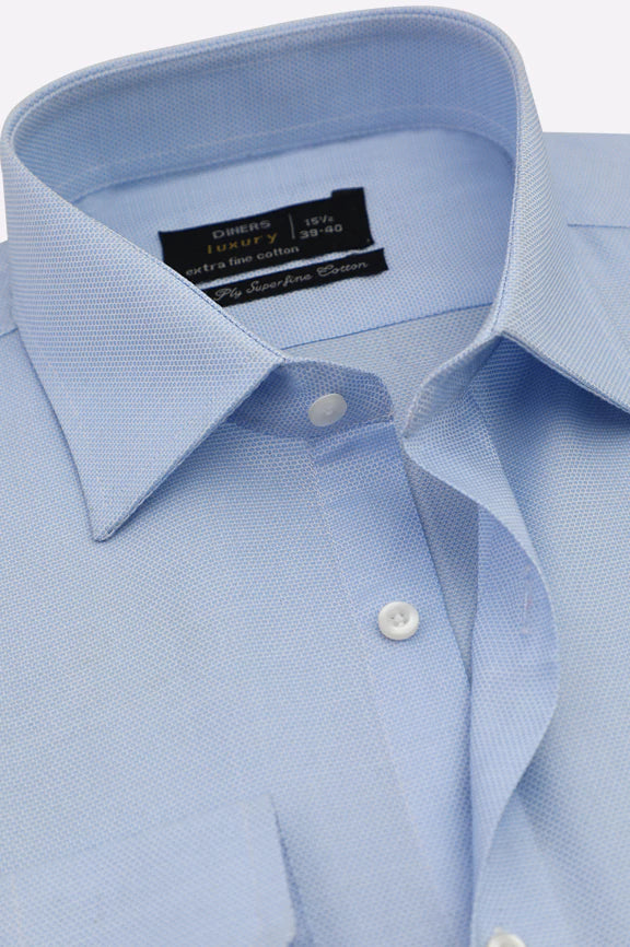 Sky Blue Self Textured Formal Shirt