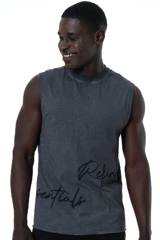 Men's Shirts with Contrast CollarsDirty Dye T-Shirt _ 154583 _ Charcoal