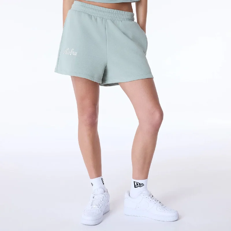 Men's Pants with Flat-Front DesignsWomens New Era Script Pastel Green Shorts