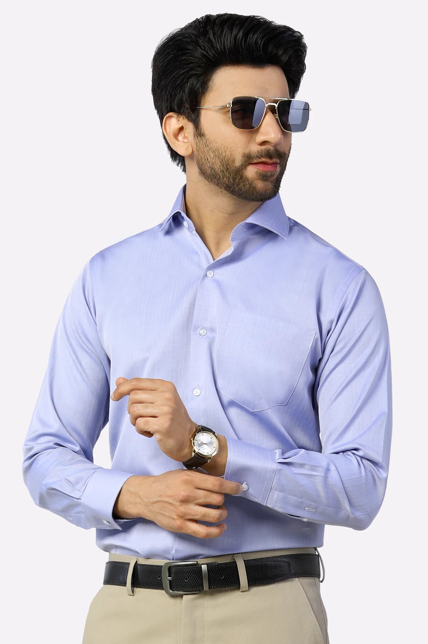 Sky Blue Textured Formal Autograph Shirt