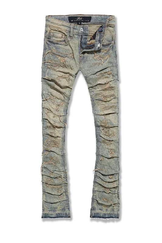 Men's Jeans with a Distressed LookKids Stacked Ripple Effect Denim (Sunrise)