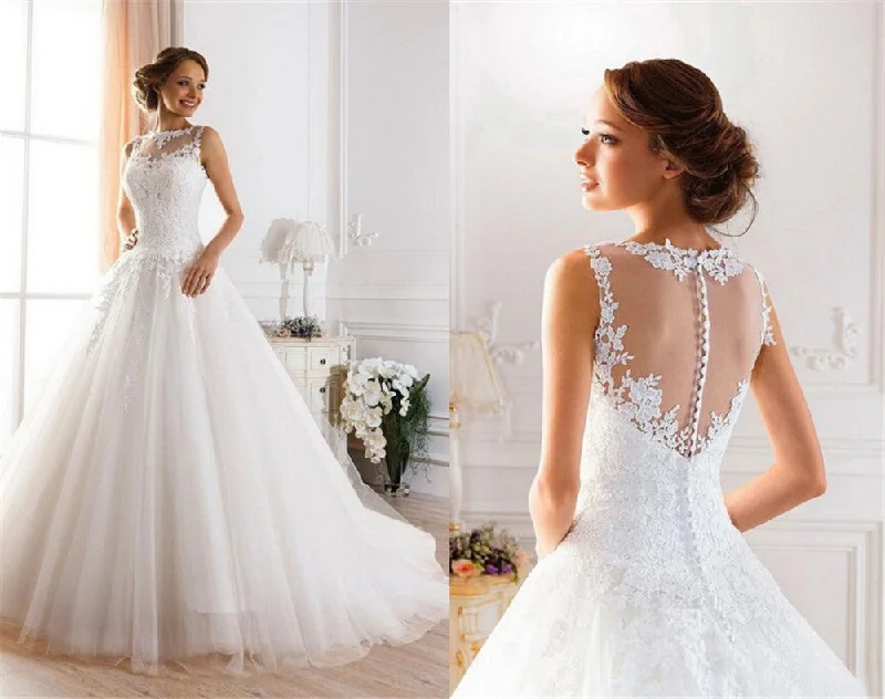 Roycebridal lace White Ivory A-Line Wedding Dresses for bride Dress gown Vintage plus size Customer made size Backless vestido De Noiva Roycebridal lace White Ivory A-Line Wedding Dresses for bride Dress gown Vintage plus size Customer made size Backless vestido De Noiva