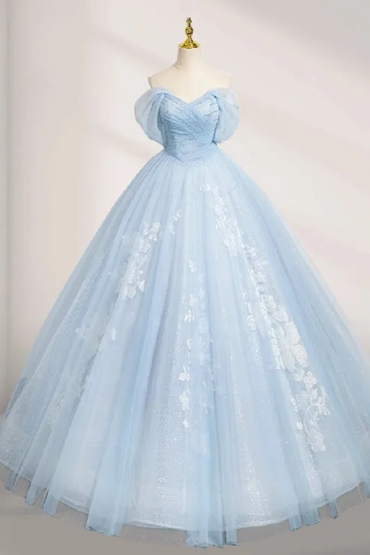 Off The Shoulder A-Line Tulle Appliques Quinceanera Dresses
