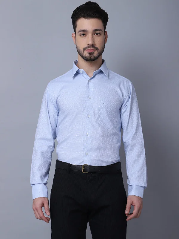 Men's Slim-Fit Shirts for a Flattering ShapeMen's Sky Blue Formal Self textured Full Sleeve Shirt Men's Slim-Fit Shirts for a Flattering ShapeMen's Sky Blue Formal Self textured Full Sleeve Shirt