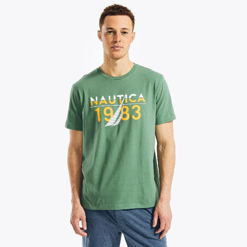 Men's Shirts with High NecksNautica Mens 1983 Logo Graphic Sleep T-Shirt