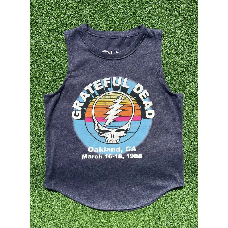 Men's Shirts with Appliqué DetailsRecycled Vintage Jersey Grateful Dead Muscle Tee In Navy