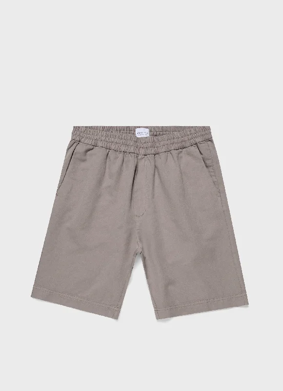 Men's Pants with Ripped and Distressed DetailsMen's Cotton Linen Drawstring Shorts in Pewter Men's Pants with Ripped and Distressed DetailsMen's Cotton Linen Drawstring Shorts in Pewter