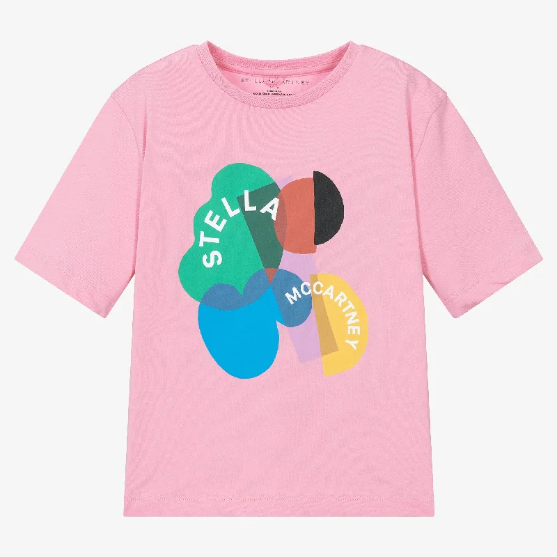 Men's Shirts with Double-Breasted DesignsPink Shapes Logo Graphic T-Shirt