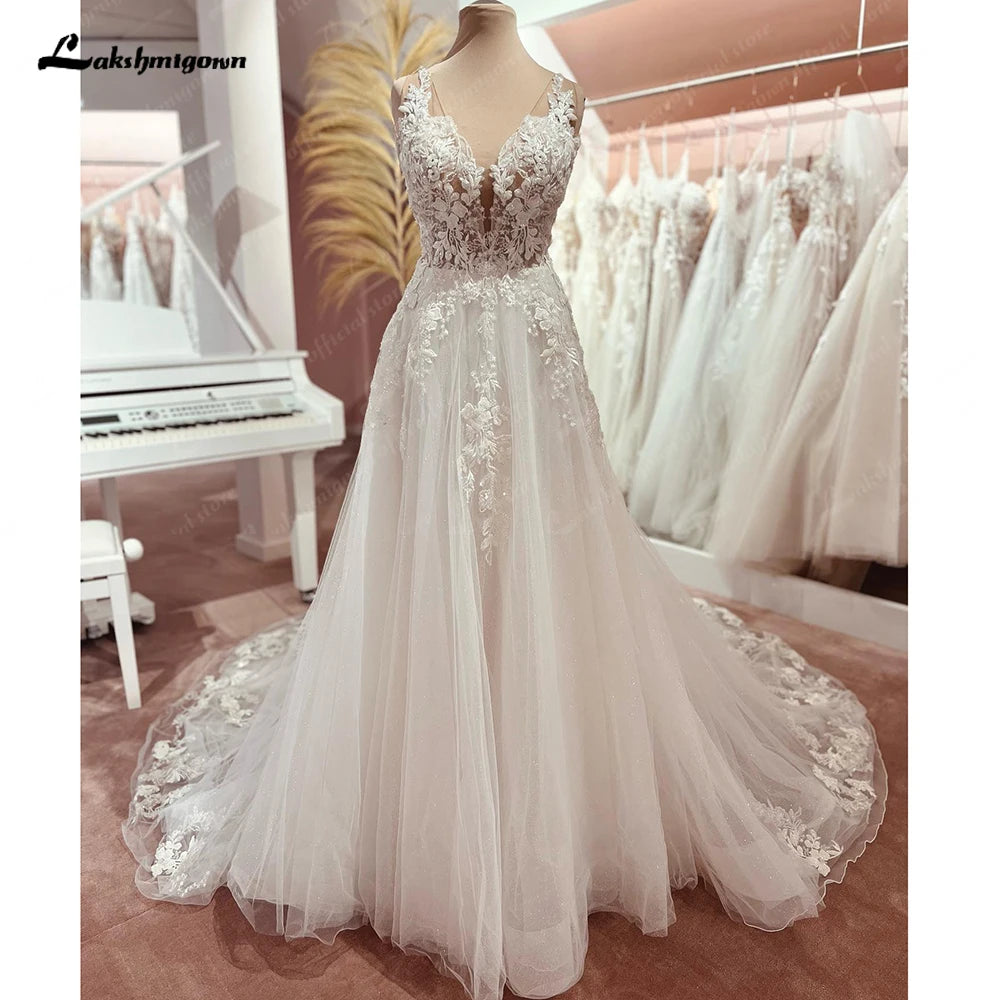 Roycebridal Boho Wedding Dress Tulle V-Neck Long Beach Wedding Dresses Vestidos De Novia Open Back Champagne Wedding Dress Roycebridal Boho Wedding Dress Tulle V-Neck Long Beach Wedding Dresses Vestidos De Novia Open Back Champagne Wedding Dress