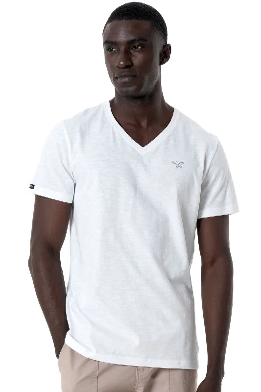 Men's Shirts with Rounded HemlinesV-Neck T-Shirt _ 145358 _ White