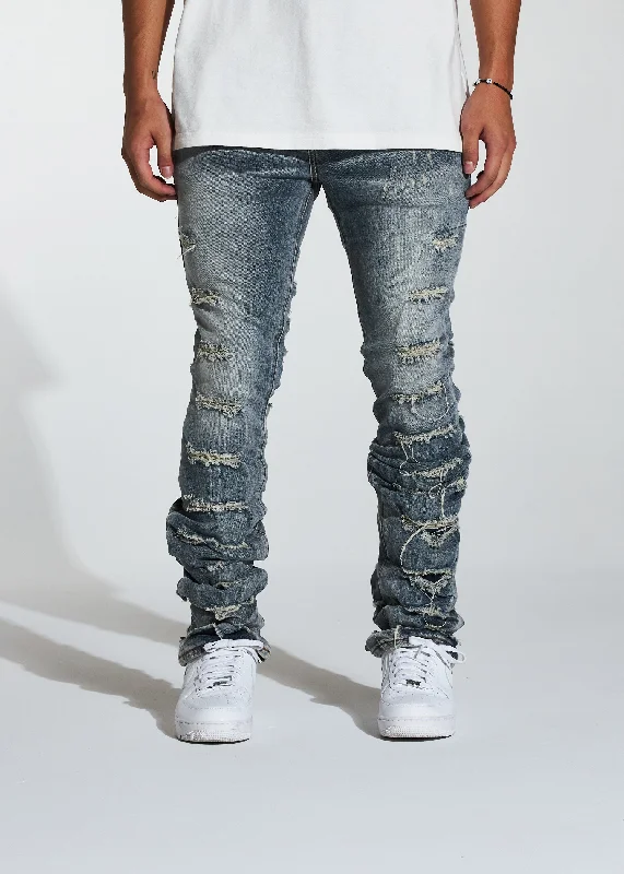 Men's Jeans with PocketsFray Stacked Flare Denim (Indigo)