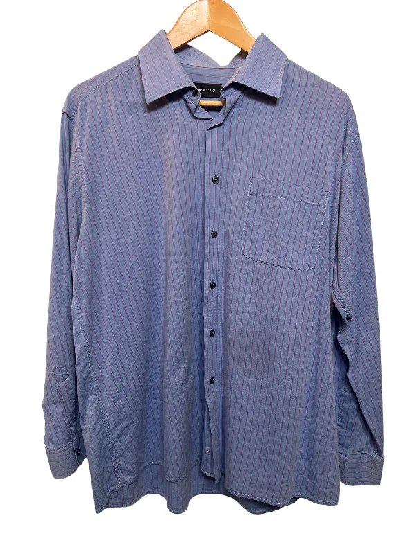 Men's Skinny-Fit Shirts for a Trendy LookBlue Pinstripe Mens Long Sleeve Shirt (Size L) Men's Skinny-Fit Shirts for a Trendy LookBlue Pinstripe Mens Long Sleeve Shirt (Size L)