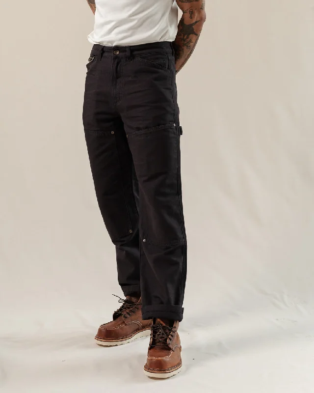 Men's Pants with Button-Down PocketsGarage Double Knee Pants - Black