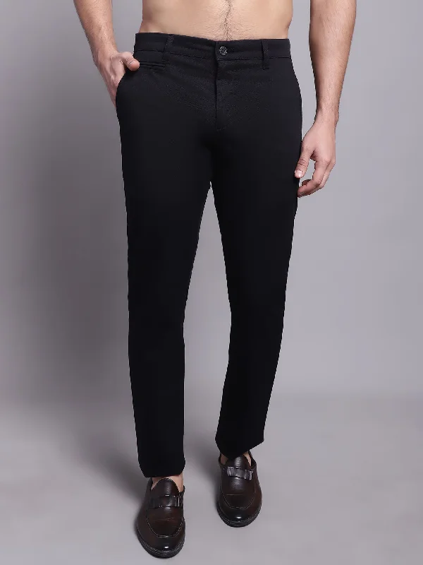 Men's Pants with Button-Down PocketsMen's Casual Flat front Black Trousers