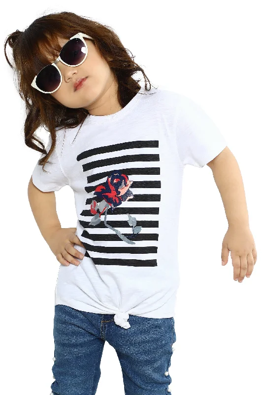 Men's Shirts with Patchwork PatternsGirls T-Shirt In White SKU: KGA-0228-WHITE
