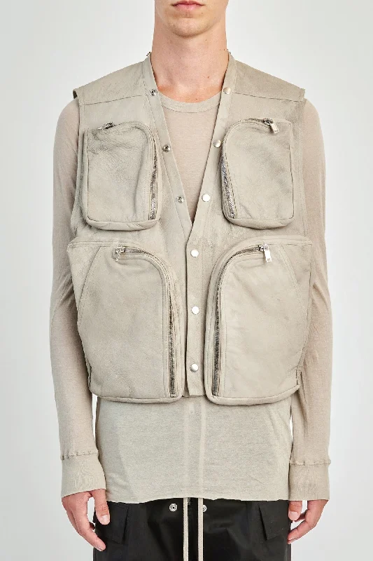 Men's Pants with Elastic CuffsRick Owens Cargo Vest in Pearl