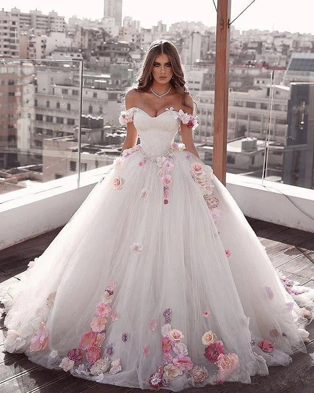 Roycebridal Glamorous Princess Weeding Dresses 2021 Engagement Dress A-Line Hand Made Flowers Tulle Brides Dress Plus Size wedding dresses Roycebridal Glamorous Princess Weeding Dresses 2021 Engagement Dress A-Line Hand Made Flowers Tulle Brides Dress Plus Size wedding dresses