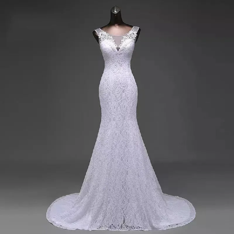 Women Mermaid Lace Wedding Dresses Long Appliques Bridal Gowns YWD006