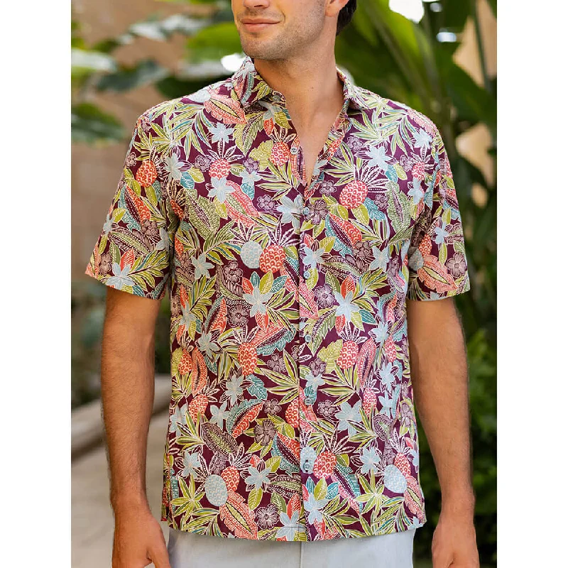 Breathable Men's Linen ShirtsTori Richard Tropbatik Cotton Lawn Camp Shirt - Port