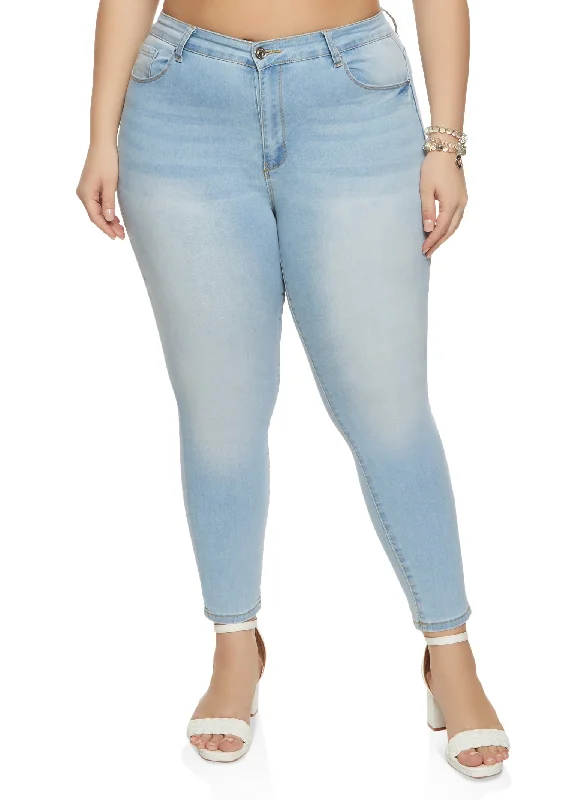 Men's Jeans with Fashionable RipsPlus Size WAX High Waist Whiskered Jeans