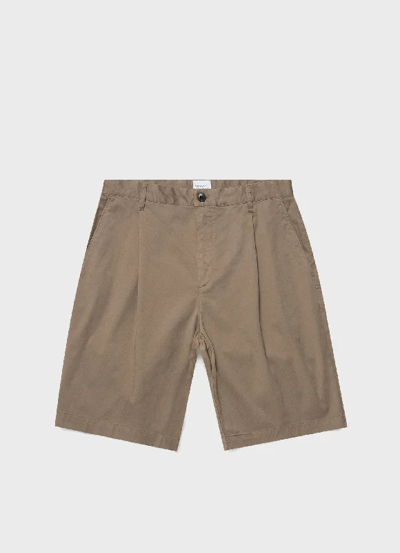 Men's Formal Trousers for BusinessMen's Pleated Twill Short in Dark Stone