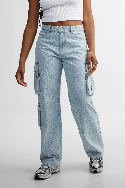 Fashionable Men's JeansJeans mi-taille cargo jambe large - Femme