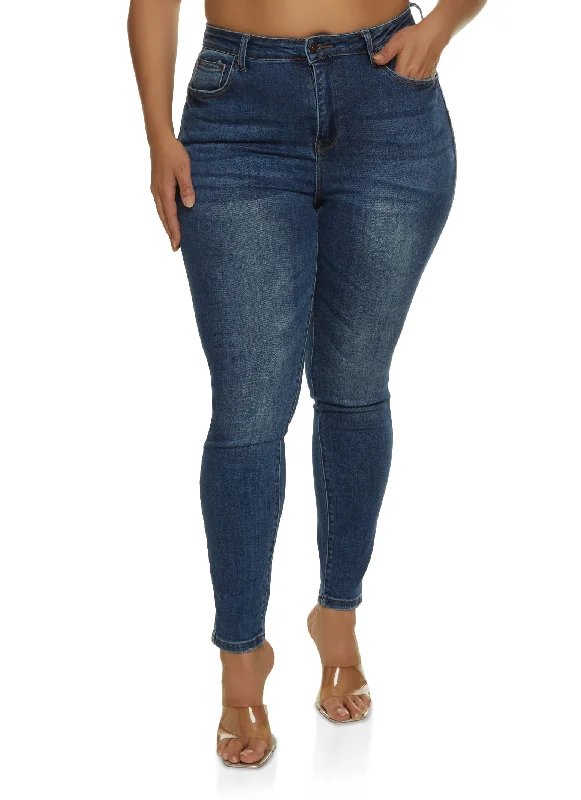 Men's Jeans with a Distressed LookPlus Size WAX Whiskered High Waisted Jeans