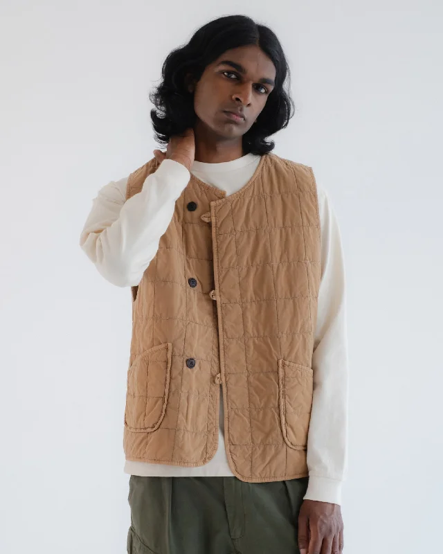Men's Coats for Short MenBattery Vest Cotton Quilt Almond