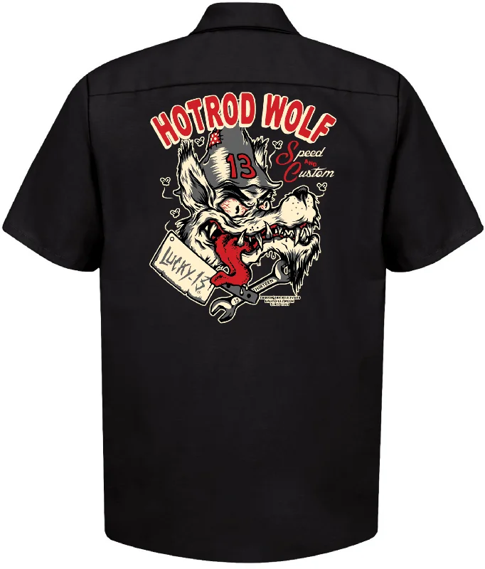 Men's Golf Shirts for On-Course StyleThe HOT ROD WOLF Work Shirt