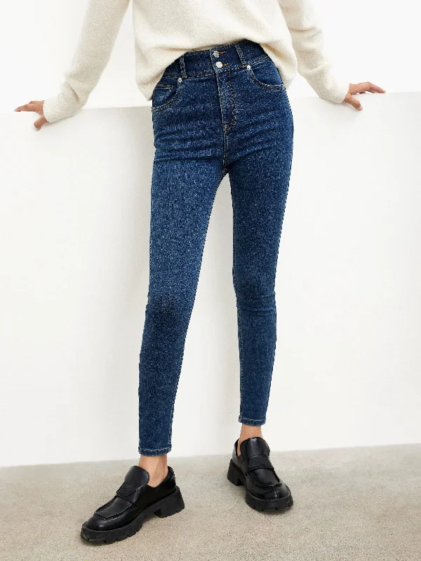 Jeans for Men with a Big BellyHigh Waisted Double Buttons Skinny jeans