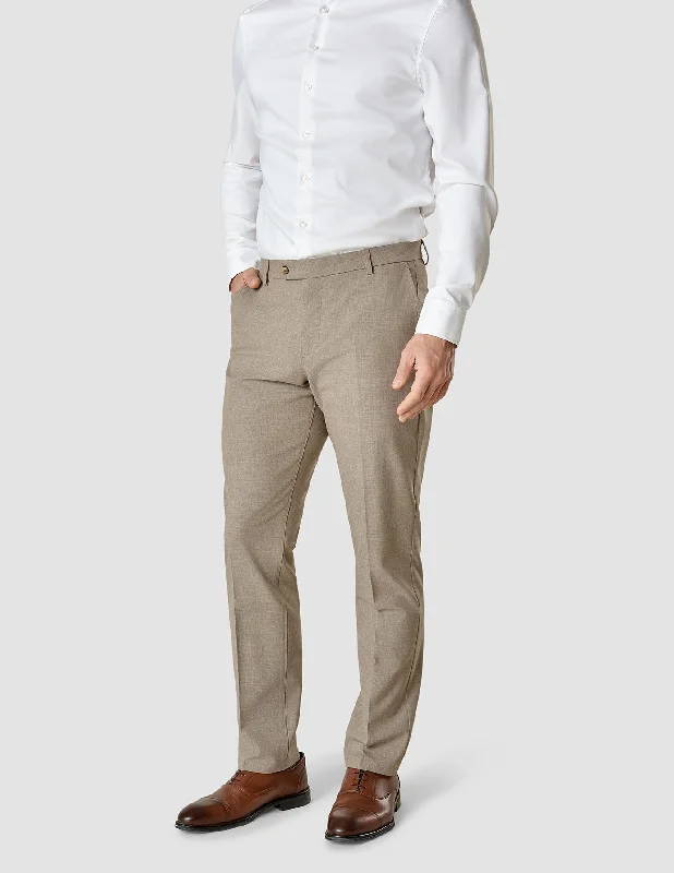 Men's Patterned Pants with ChecksEssential Suit Pants Regular Beige Melange