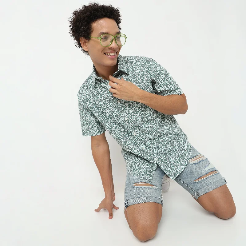 Layered Men's Henley ShirtsRegular Fit Printed Shirt