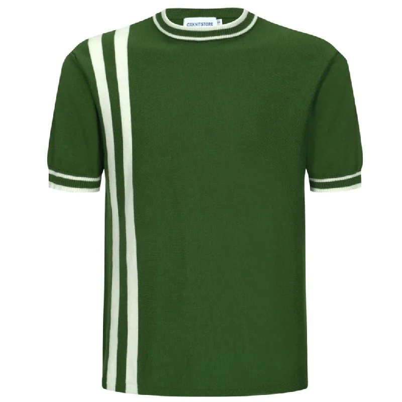 Versatile Men's Tank TopsMen's Retro Mod Style Stripe Green Knit Tee