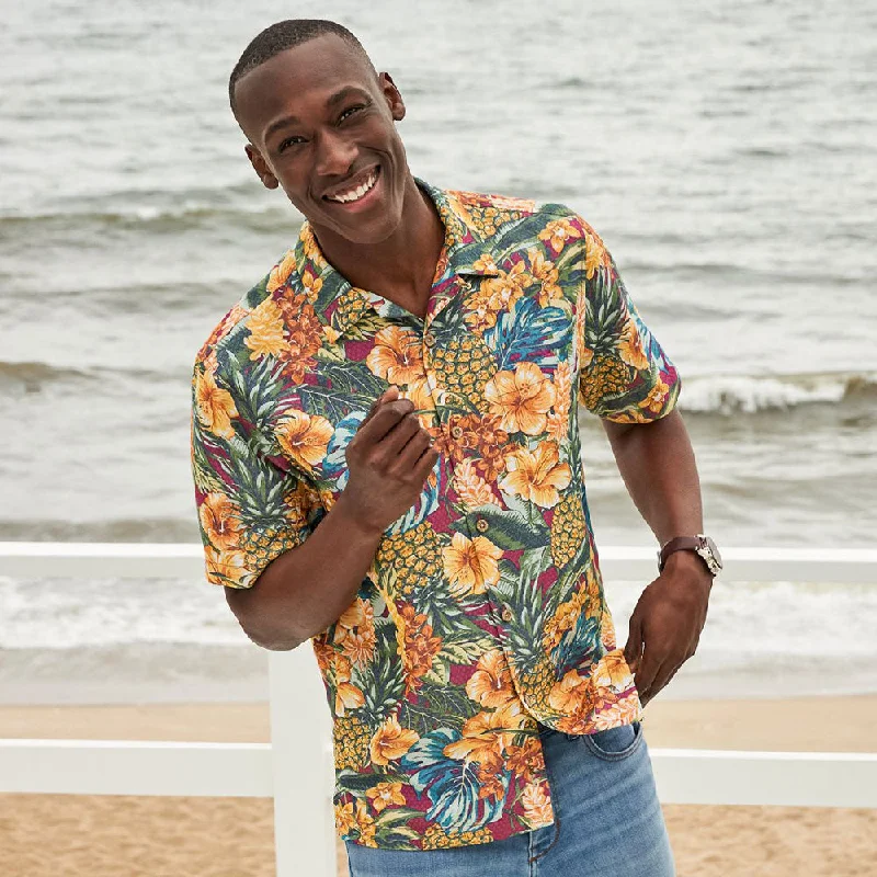 Men's Patterned Casual Shirts for Relaxed StylingTommy Bahama IslandZone Coconut Point Sunset Canopy Camp Shirt - Dark Sangria Men's Patterned Casual Shirts for Relaxed StylingTommy Bahama IslandZone Coconut Point Sunset Canopy Camp Shirt - Dark Sangria