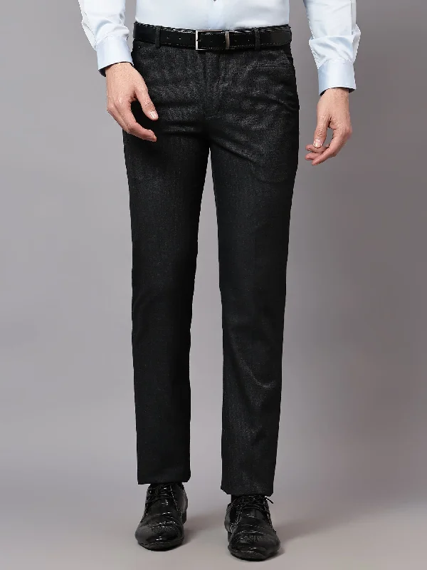 Men's Casual Pants for Everyday WearMen's Formal Flat front Black Checks Trousers