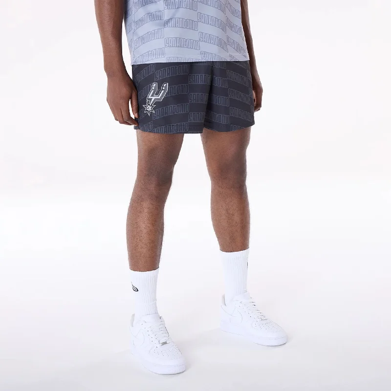 Men's Pants with Reflective Stripes for SafetySan Antonio Spurs NBA All Over Print Graphic Black Shorts