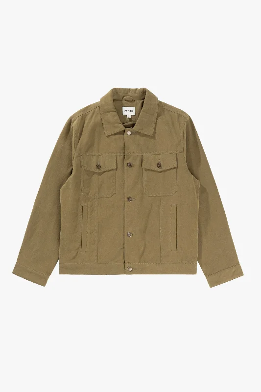 Men's Coats for Everyday WearBrushed Twill Trucker Olive