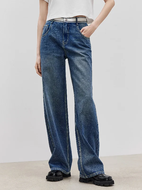 Comfortable Men's JeansHigh Waist Straight Cotton Jeans