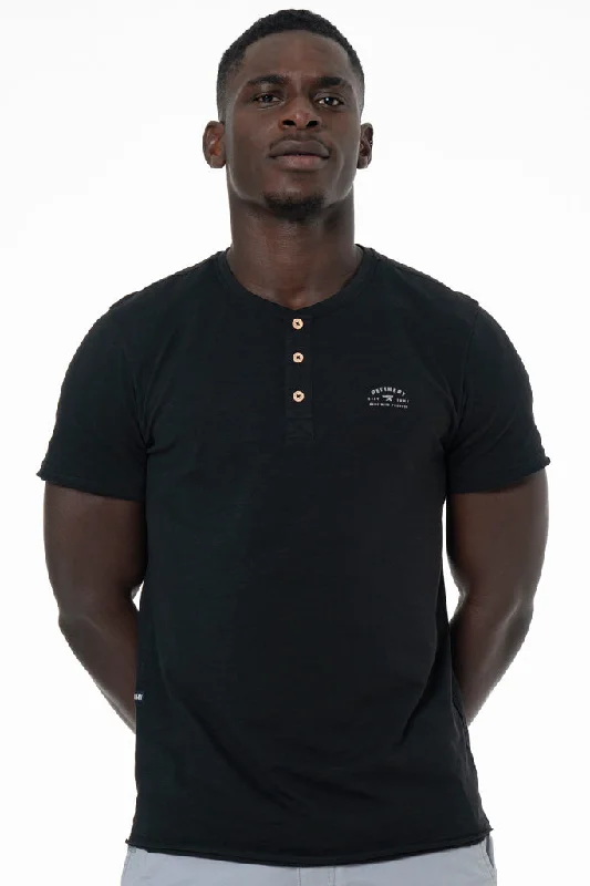 Men's Shirts with Hook-and-Loop ClosuresHenley T-Shirt _ 141367 _ Black