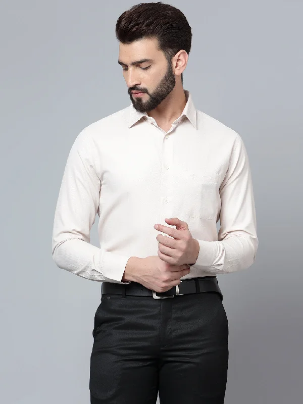 Men's Pattern-Play Shirts for a Fun TwistMen's Beige Formal Self Textured Full Sleeve Shirt Men's Pattern-Play Shirts for a Fun TwistMen's Beige Formal Self Textured Full Sleeve Shirt