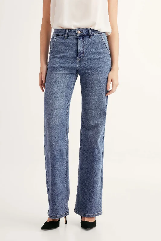 Elegant Men's JeansJeans taille haute jambe large - Femme