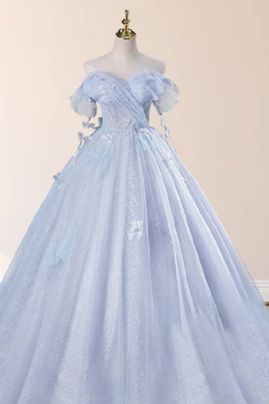 Fairy Tulle Sweetheart A Line Quinceanera Dress with Pearls