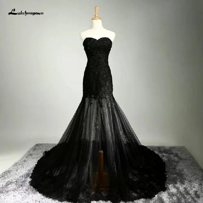 Roycebridal Lakshmigown Gothic Black Wedding Dress Mermaid 2021 Vestido de Boda Vintage Lace Appliques Bridal Wedding Gowns Off Shoulder Roycebridal Lakshmigown Gothic Black Wedding Dress Mermaid 2021 Vestido de Boda Vintage Lace Appliques Bridal Wedding Gowns Off Shoulder