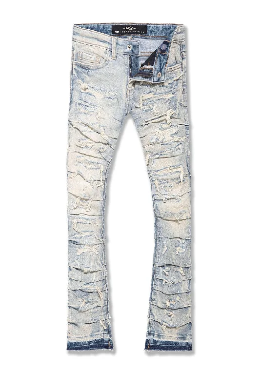 Light Wash Men's JeansKids Stacked Ripple Effect Denim (Antique)
