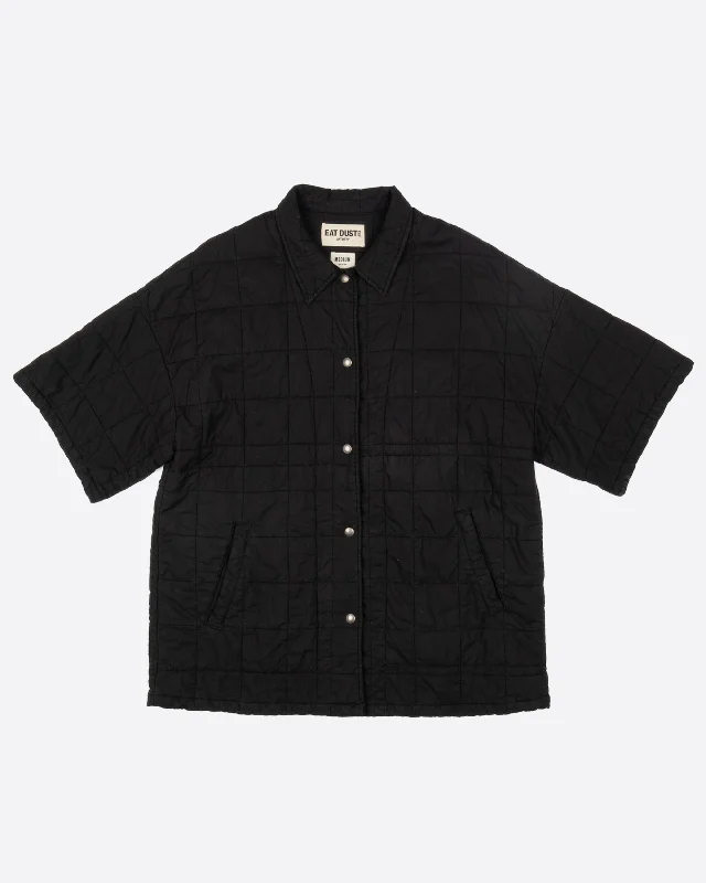 Men's Coats with Military InfluenceKyoto Overshirt Cotton Quilt Black