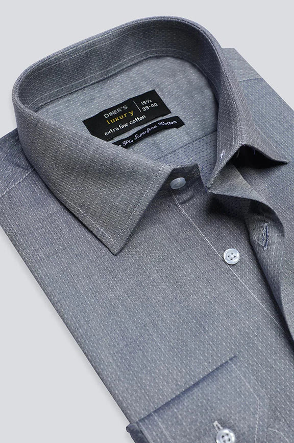 Dark Blue Textured Formal Shirt