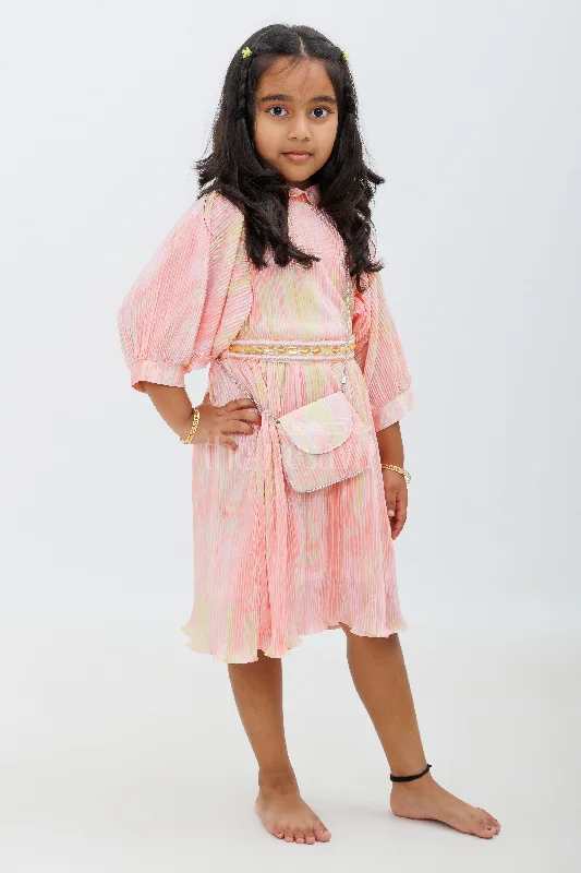 Yellow Poly Blend MidCalf Length Party Gown for Girls