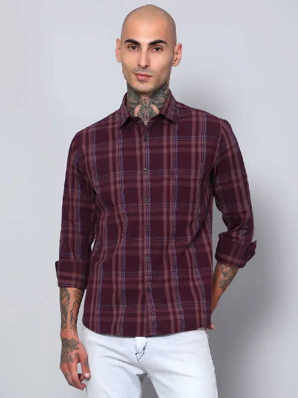 Men's Breathable Shirts for Warm ClimatesMen's Maroon Casual Big Checks Full Sleeve Shirt Men's Breathable Shirts for Warm ClimatesMen's Maroon Casual Big Checks Full Sleeve Shirt
