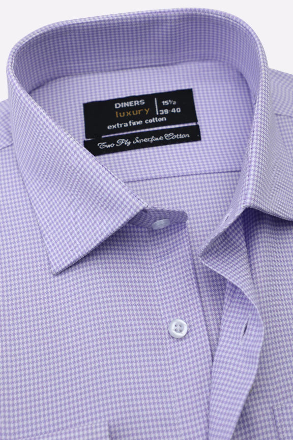 Purple Houndstooth Check Formal Shirt
